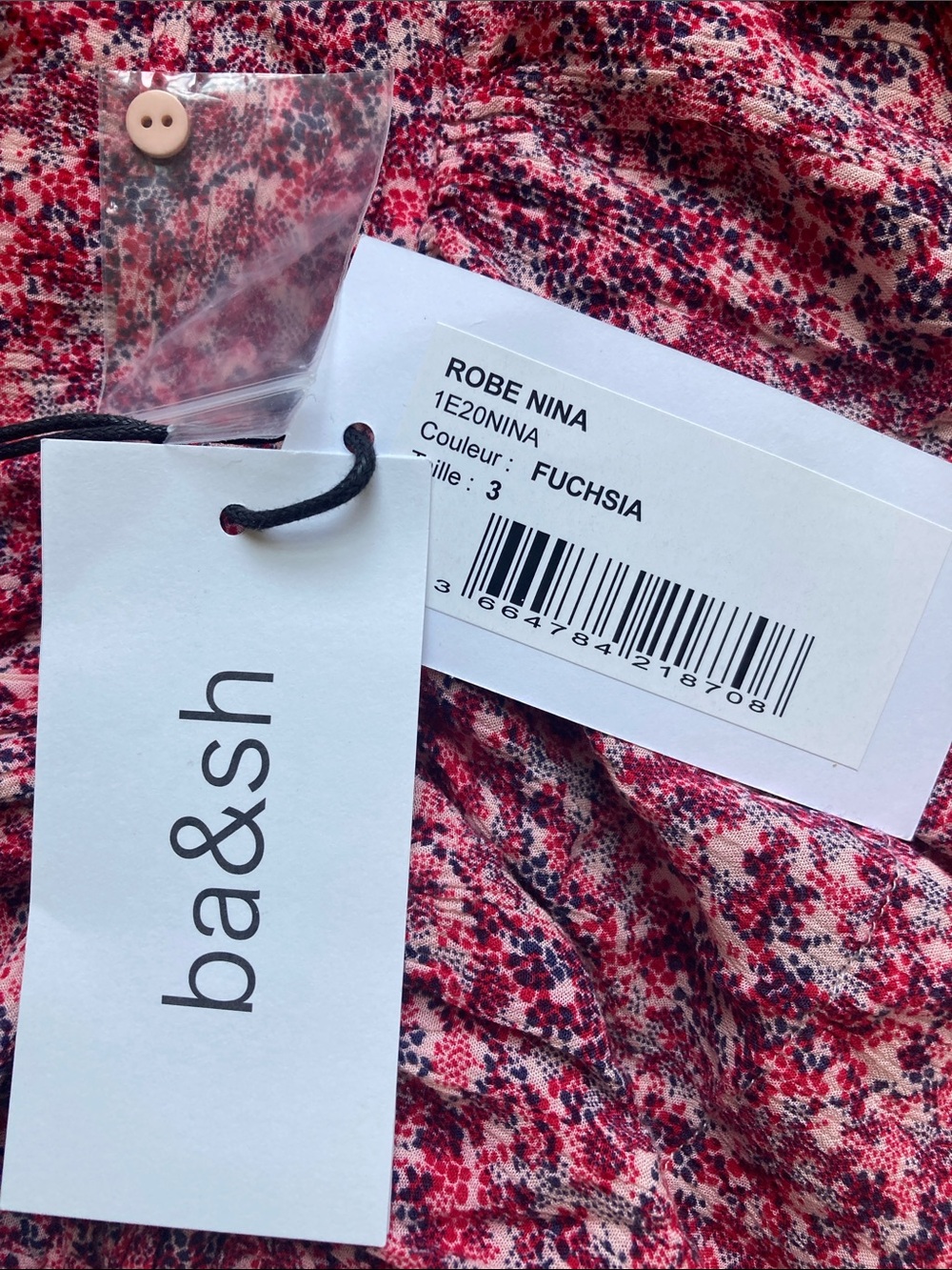 ba&sh Nina Tiered Ruffle Mini Dress Floral Fuschia L - Picture 8 of 16